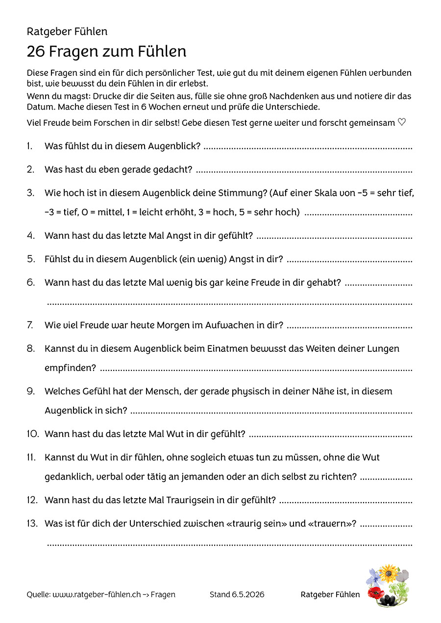 26 Fragen zum Fühlen